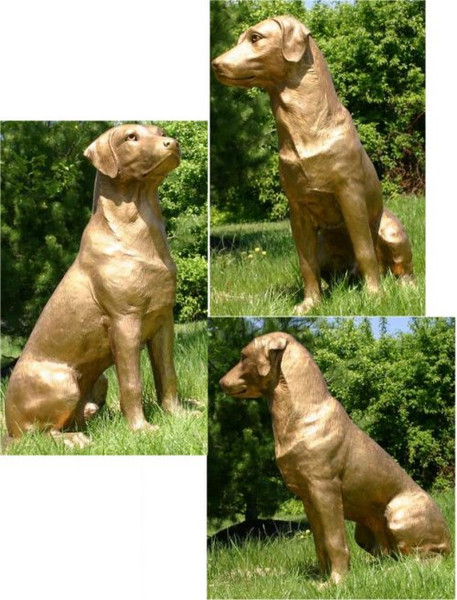 Golden Bronze Labrador Dog Statue